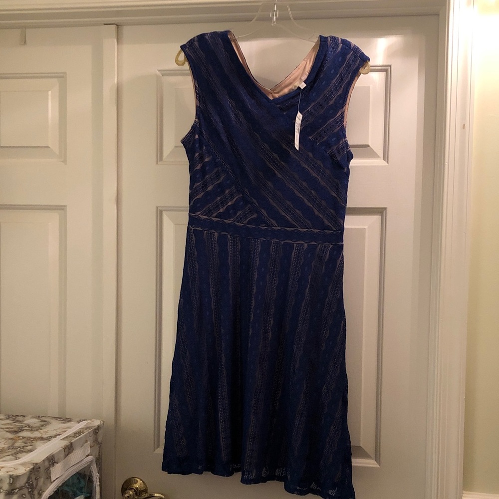 Chic Navy Lace Midi Dress